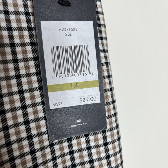 Tommy Hilfiger Womens Plaid Capri Pants White Brown Size 14 Career Work - Picture 3 of 6